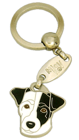 RUSSELL TERRIER WHITE, BLACK EYED <br> (keyring, engraving included)